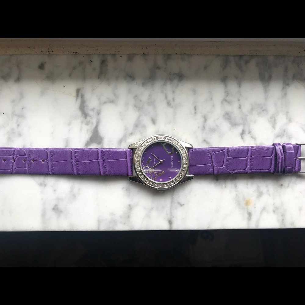 Purple watch with leather band